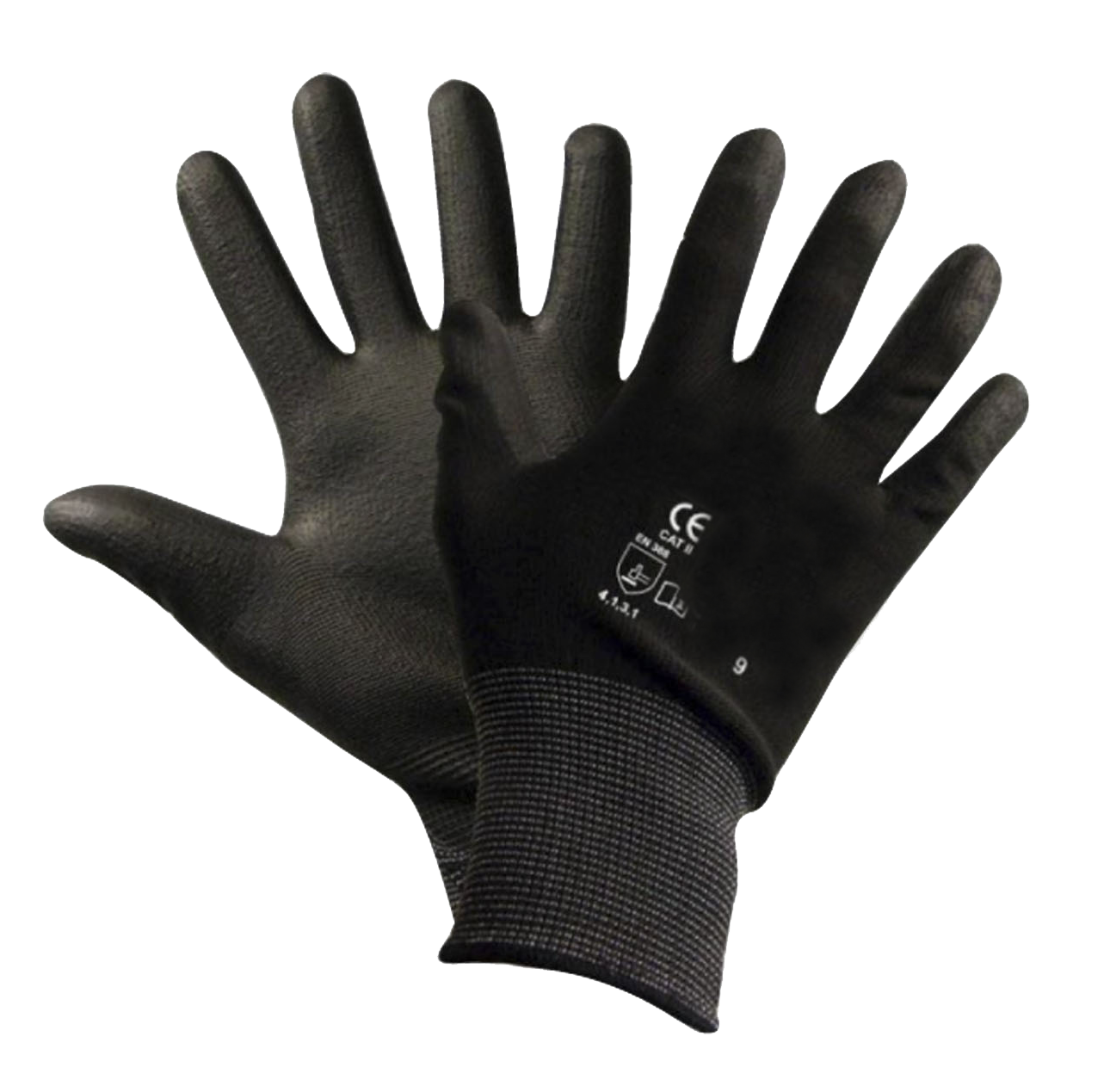 Guante poliéster + PU Negro